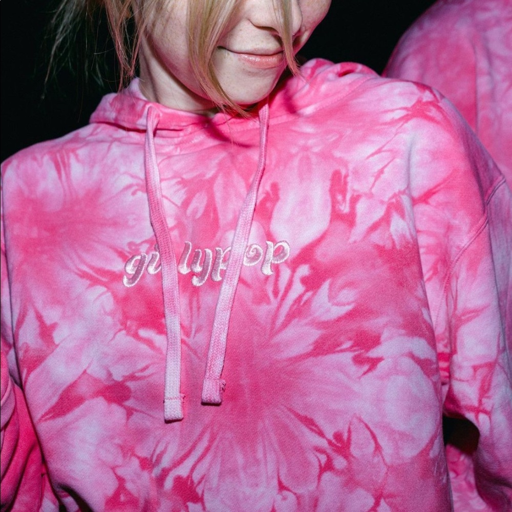 Haley Pham girly pop pink tie dye hoodie NWOT